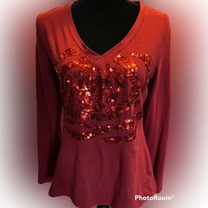🎉2/25$Rio Sud sequinned rose top♥️